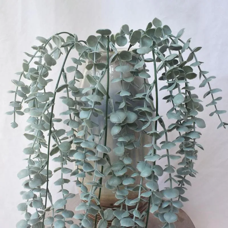 Decorative Flowers Modern Simulation Rattan No Withering 5 Forked Hanging Faux Green Eucalyptus Vine Lightweight Fake Wall Decor