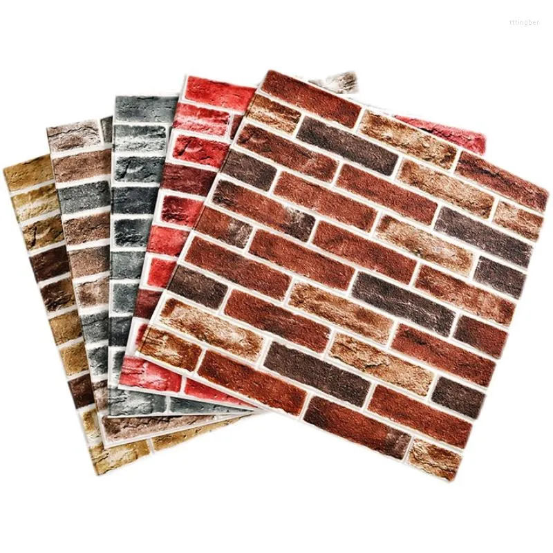 Wall Stickers Wallpaper Self-adhesive 3D Three-dimensional Soft Package Shop Decoration Skirt Board Red Brick