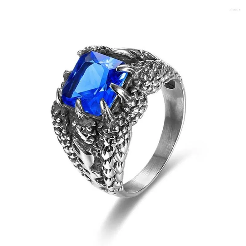 Wedding Rings FYJS Unique Silver Plated Many Color Cubic Zirconia Dragon Claw Ring For Gift Antique Jewelry