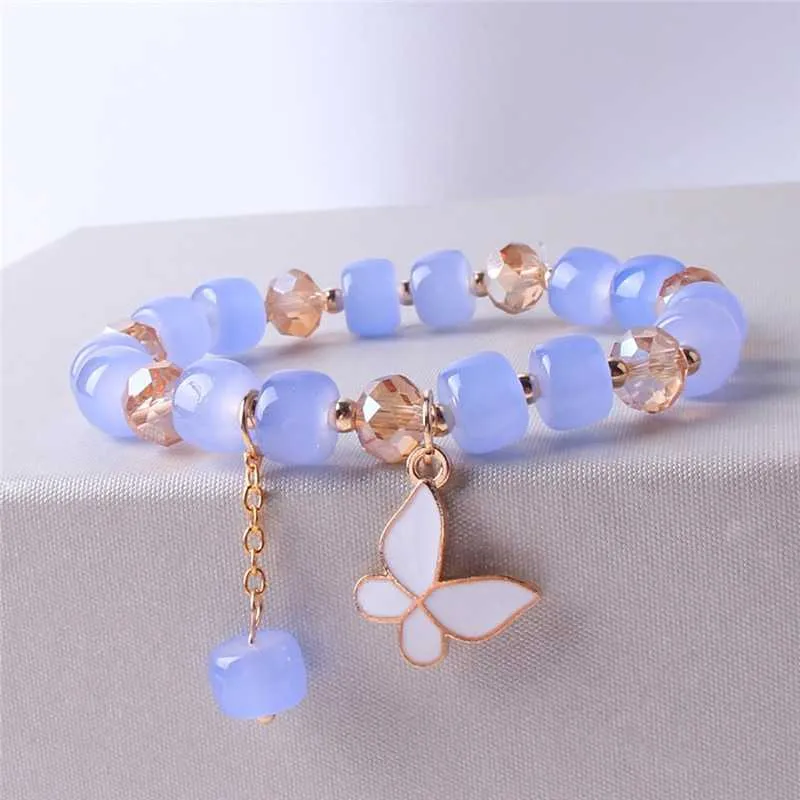 Charm Bracelets Candy Gum Butterfly Crystals Women Bracelet Chains for Girls Friends Student Daisy Beads Bracelets Aesthetic Charm Y2k Jewelry Z0426