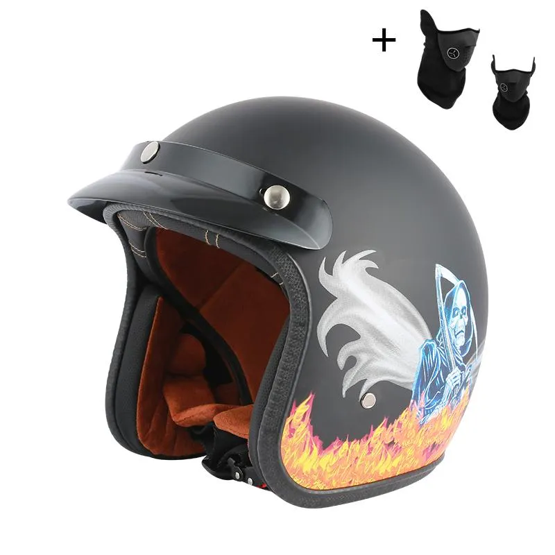 Casques de moto hommes femmes été Vintage demi visage ouvert vélo électrique Scooter Moto Moto casque de vélo café Racer Cascos