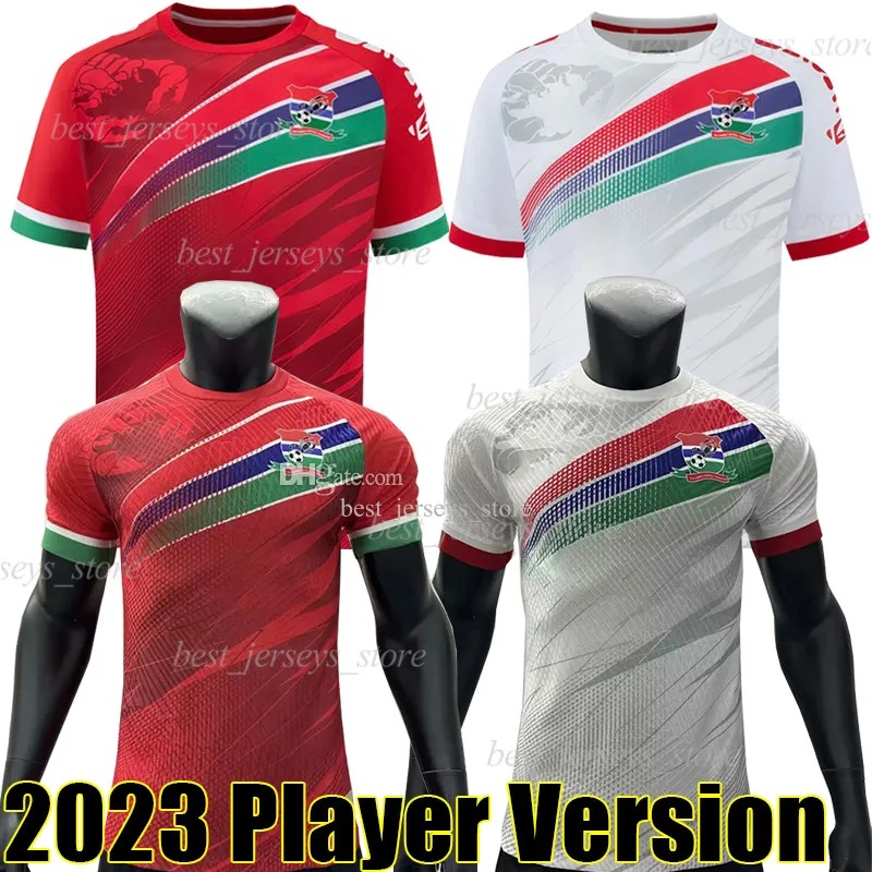 2023 Gambia Soccer Jerseys 22/23 Home Red Away White Player Version Men