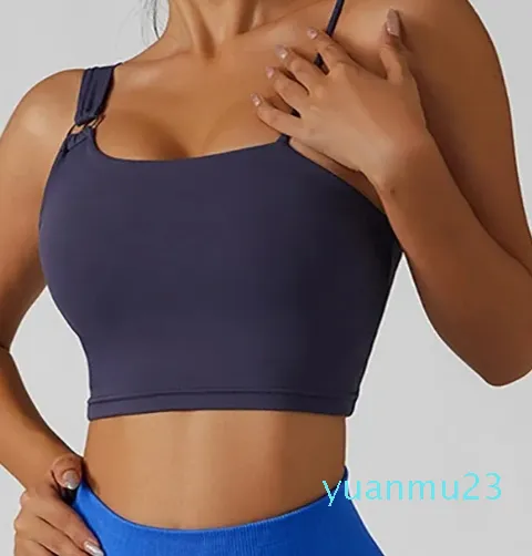 Yoga Outfit Naked Feel Sport Bras For Women Unique Shoulder Straps Bra Medium Support Push Up Workout Breathable Gym Tops Bralette