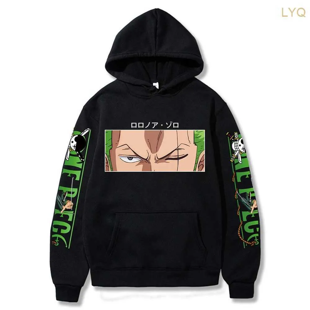 Sweats à capuche pour femmes Sweats à capuche chauds Roronoa Zoro imprimés hommes femmes une pièce Anime sweats à capuche poches vêtements de rue Harajuku grande taille à capuche