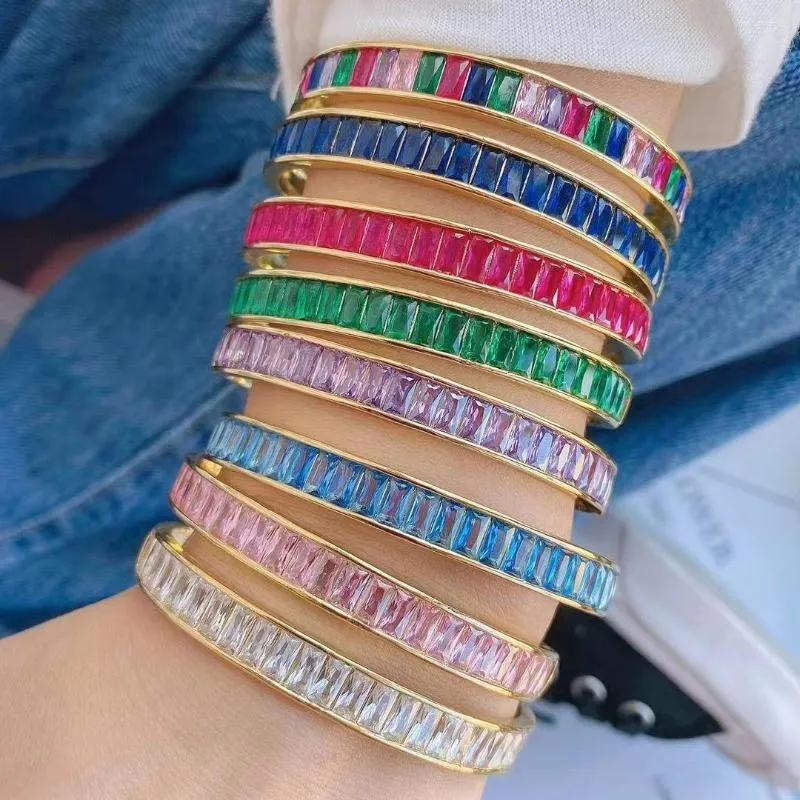 Bangle 3st Geometric Zircon Armband Bangles For Women Colorful Crystal Cuff Armband Weddings Party Jewelry