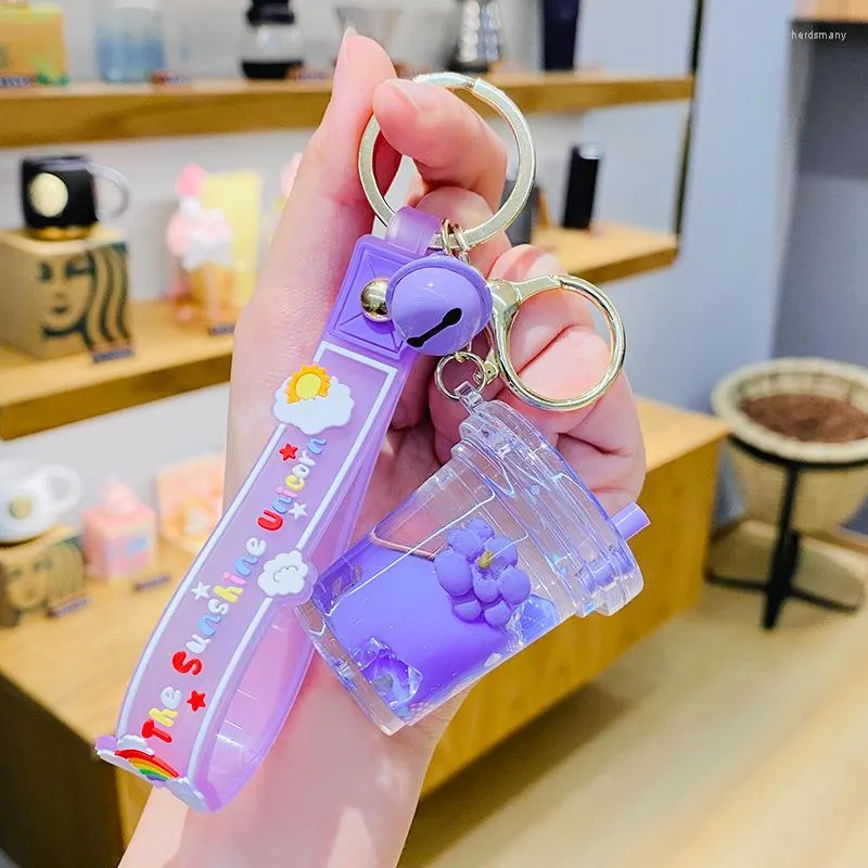 Schlüsselanhänger Floating Liquid Animal In Oil Fruit Milk Tea Keychain Bag Pendant Creative Exquisite Couple Gift Jewelry Wholesale