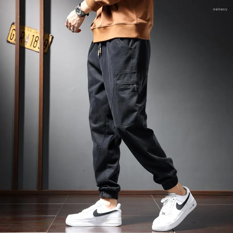 Men's Pants Autumn Black Men Casual Baggy Pencil Fashion Hip Hop Pure Cotton Elastic Waist Joggers Trousers