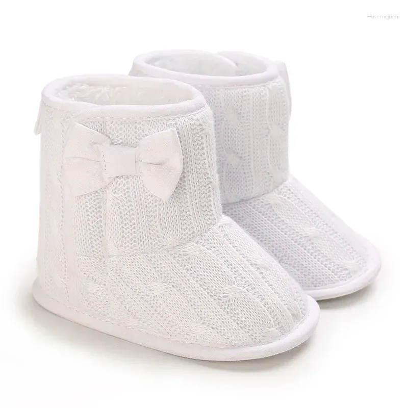 Chaussures de premiers pas pour bébés filles, bottes de neige chaudes à semelle souple, doublure en laine épaisse et velours, hiver