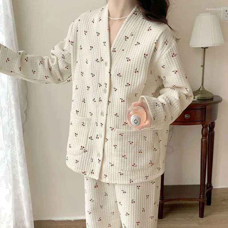 Женская одежда для сна 2024, осенне-зимняя хлопковая одежда для кормящих мам, весенняя послеродовая одежда для дома, пижамы для беременных, свободная домашняя одежда с v-образным вырезом