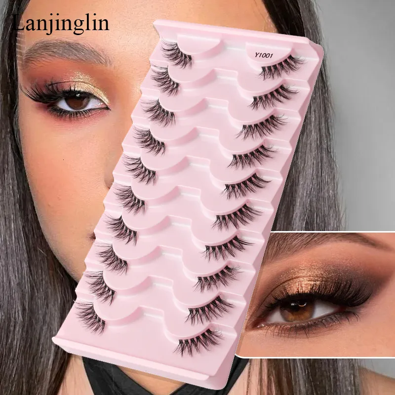 Makeup Tools Half Eey Lashes 3510 Pairs Faux Mink Natural False Eyelashes Wispy Fluffy Eyelash Extension Tool 230425