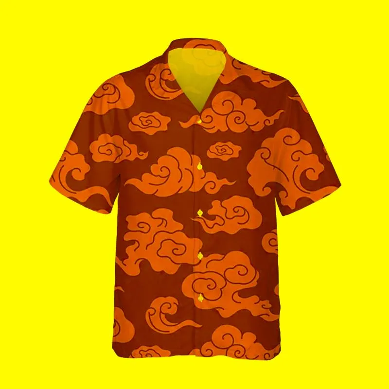 Erkekler Sıradan Gömlek Jumeast 3D Vintage Lucky Bulut Baskılı Hawaii Gömlek Erkekler Kısa Kollu Retro Moda Çin Stili Gevşek Üstler 5xlmen's