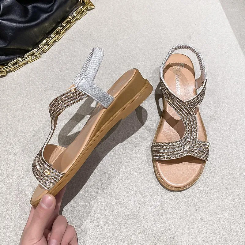 Sandalen Designer Marke Damenmode Strass Wedges Sandalias Casual Bequeme Outdoor Sunmmer Schuhe Strand