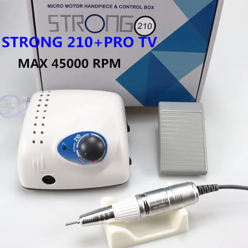 Nail Art Equipment Strong 210 Pro XII Boor 65W 35000 Machine Cutters Manicure Electric Milling Pools File 230425