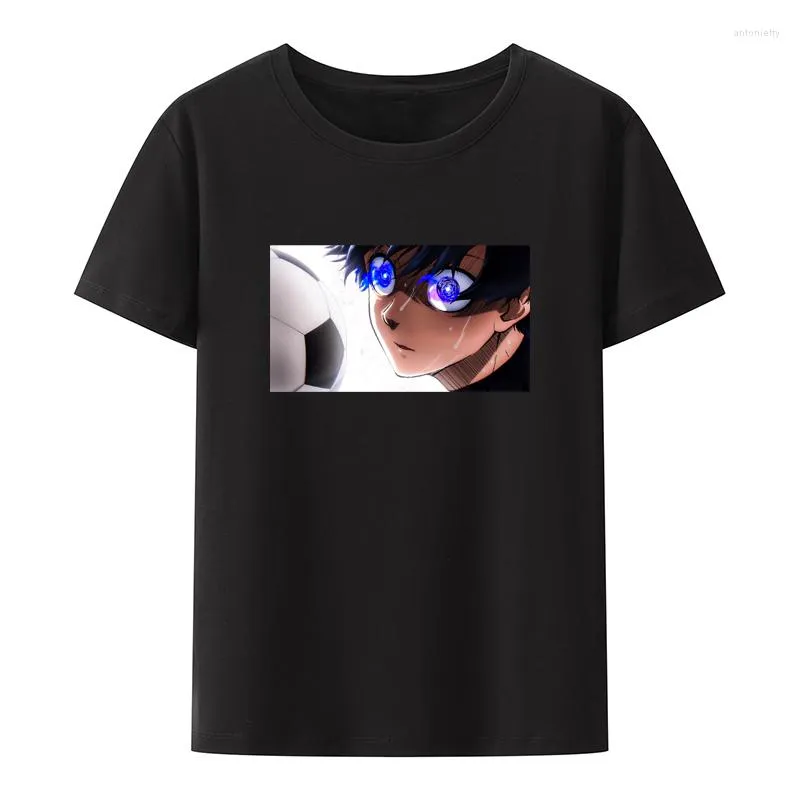 Herr t -skjortor anime yoichi isagi blå lås toppen av unisex koszulki o -hals män -shir för män klädmönster lös cool cool casual hipster