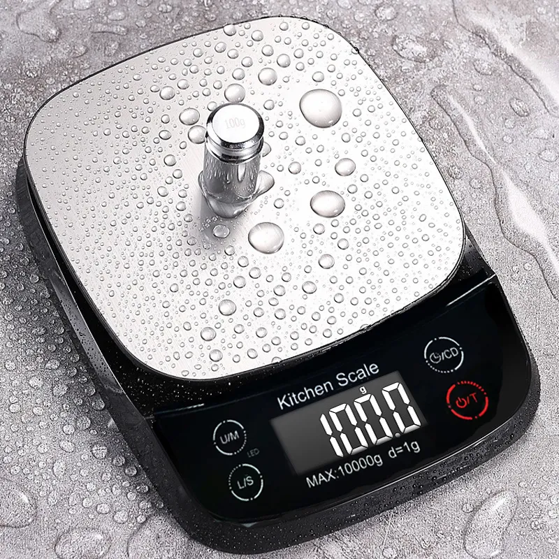 Escalas domésticas Escalas de alto nível Escala de cozinha à prova d'água de 10 kg Exibição de dieta eletrônica Diet Scales Timer Toomer Ferramenta de medição 230426