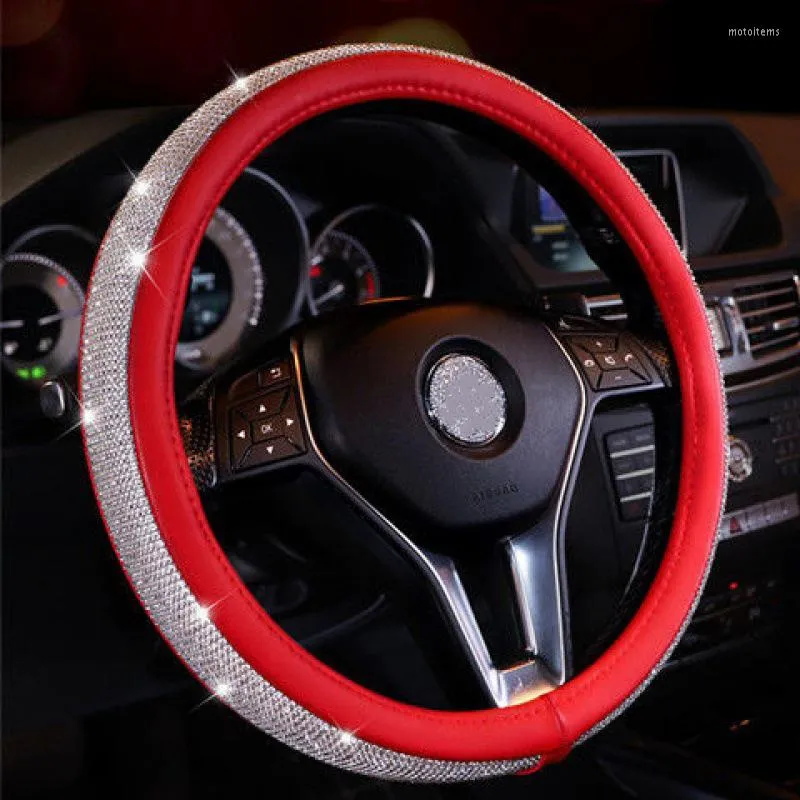 Steering Wheel Covers Car Cover With Shiny Crystal Diamond Anti-slip Rubber Protector Vehicle Auto Inside Decoration