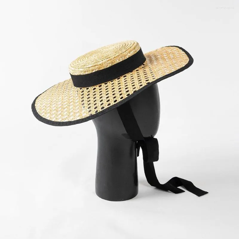 Chapeaux à large bord 202301-hh6072 Chic goutte mode été naturel paille bambou tissage faible couronne loisirs dame Fedoras casquette femmes chapeau