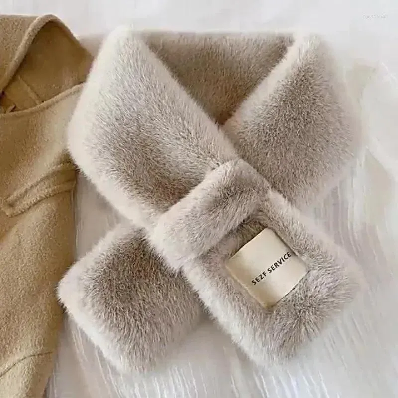 Scarves 2023 Fake Fur Collar Scarf Women Keep Warm Thickening Sjaal Colorful Cross Winter Autumn