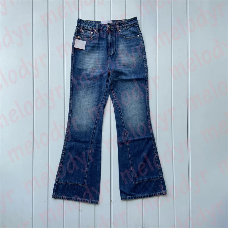 Pantalon évasé en jean rétro créateur de mode Jeans à jambes larges lettre imprimé pantalon Jean taille haute