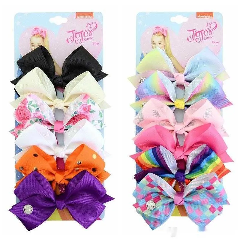 5" hair Bow girl colorful Barrettes Hair Accessories Rainbow Unicorn kids Unicorn party Christmas hair clipper 