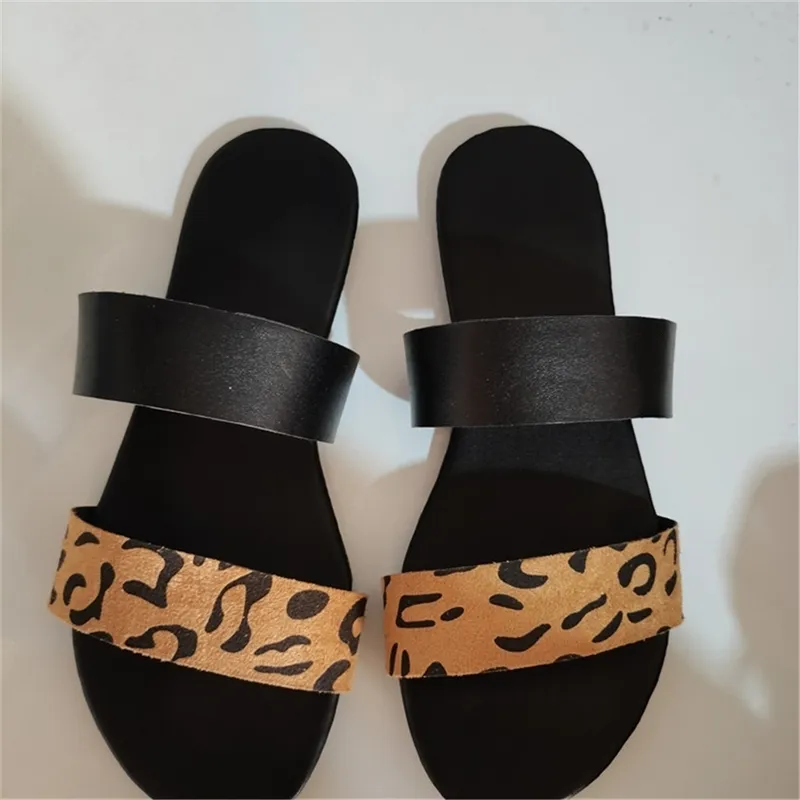 Sandales femmes sandales en cuir chaussures sandales à talons bas chaussures en cuir fendu chaussures plates pour dames mode d'été 230425