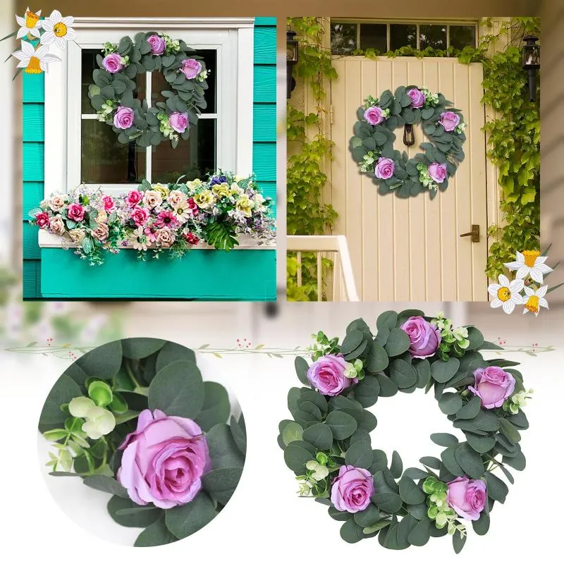 Decorative Flowers & Wreaths Lighted For Front Door Battery Operated Christmas Suction Cup Hooks Fall Beach Decor Mantel Scarf FarmDecorativ
