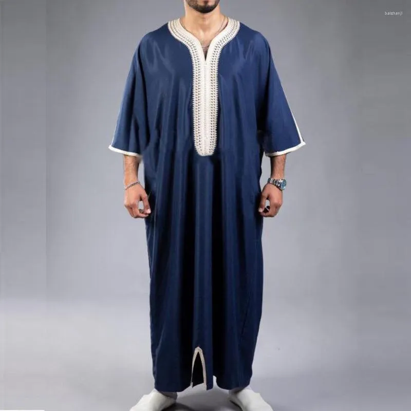 Vêtements ethniques 2023 arabe musulman mode islamique hommes brodé Jubba Thobes Homme marocain caftan Eid prière longue Robe Robe