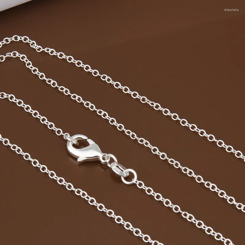 Colares de pingentes jóias de corrente "o" 925 Link de revestimento de cobre de prata esterlina 16 ''-30 '' 2mm pendente feminino