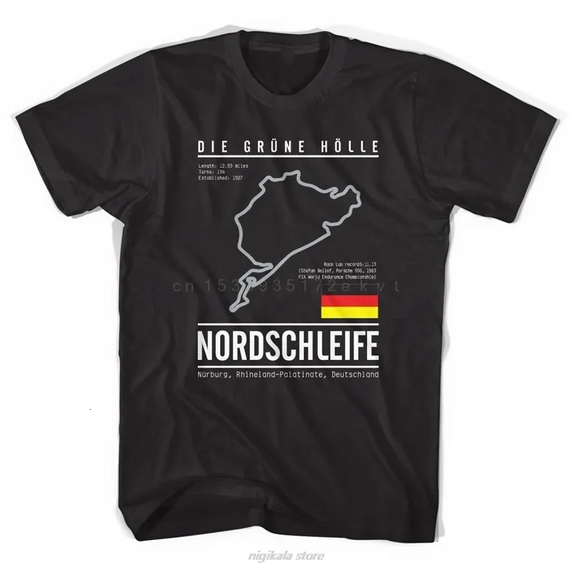 Męskie koszulki Nurburgring T Shirt Track wyścigowy Niemcy Summer Fashion Wysokiej jakości wydrukowana koszulka z krótkim rękawem 230426
