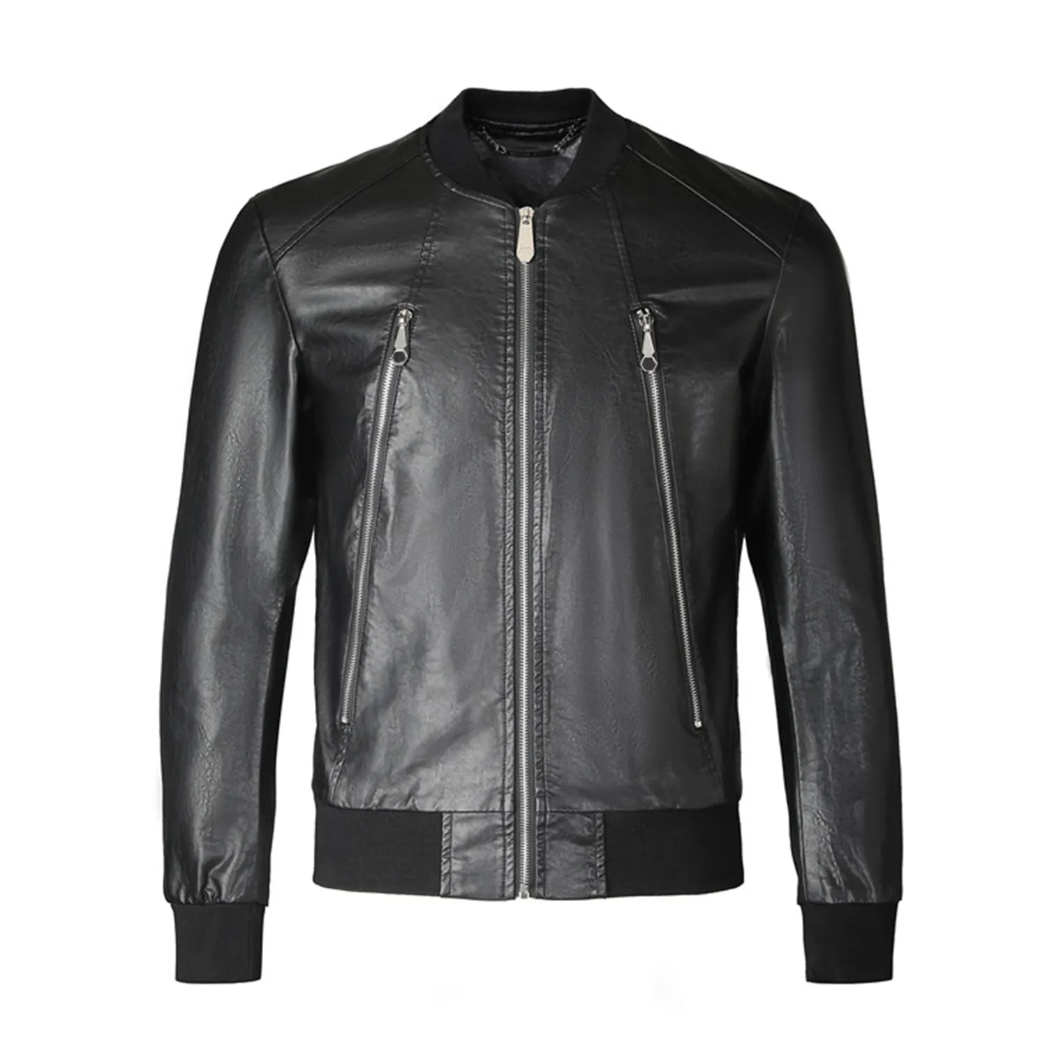 Plein Bear Winter Autumn Men Coat Jacket Slim Faux Leather Motorcykel PU FAUR JACKETS Långärmad yttre kläder 841606