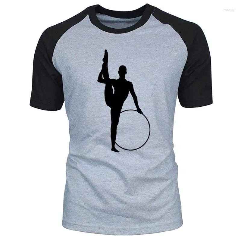 Homens camisetas Ginástica Rítmica Hoop Impressão O-pescoço Algodão Camiseta Tee Casual Tamanho Solto Verão Moda Mens Camisa