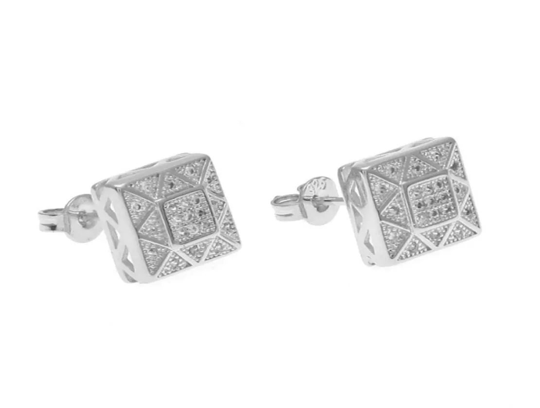 Pendientes de tuerca de Hip Hop para hombre, joyería de alta calidad, pendiente cuadrado de diamante de imitación de plata y oro para hombre 3526994