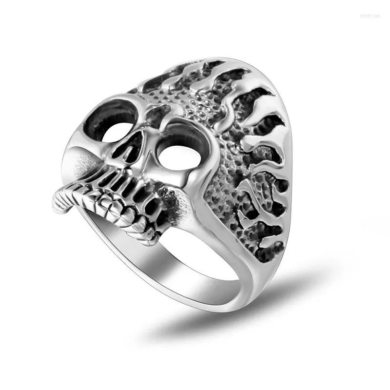 Cluster Rings S7 Evil Spirit Skull Titanium Steel Ring Men's Dominant Single Fashion Punk överdriven pekfinger SA409