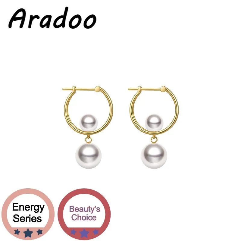 Dangle Earrings & Chandelier ARADOO Large C Semicircular Pearl Irregular Natural Pearls Smart 18K Gold Plated Light Luxury