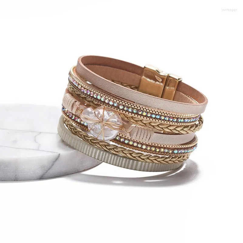 Charm Bracelets ZG Fashion Lederarmband für Frauen Retro Charms Imitation Pearl Bransoletki Damskie Bangle Female Jewelry