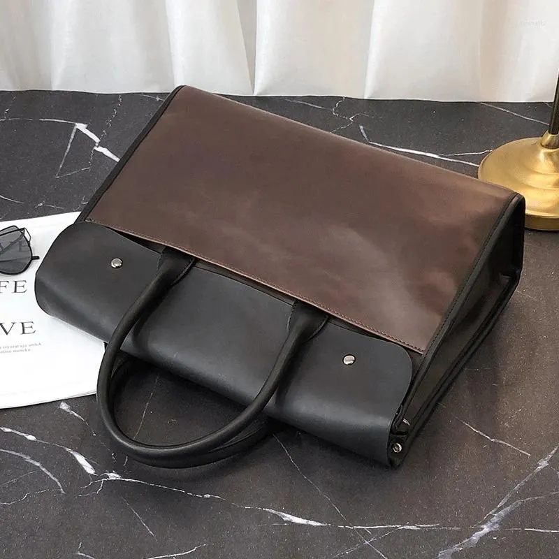 Bortkörningar grossistens portfölj horisontella handväskor pu läder affärsresa enkel axelväska fil dator sned kors