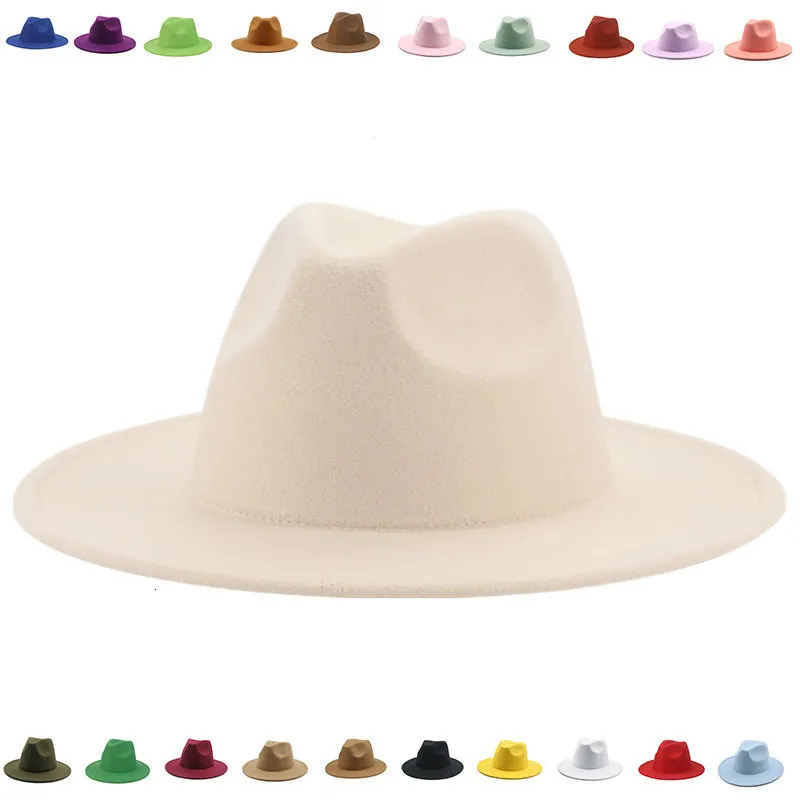 Geniş Memlu Şapkalar Kova Şapkaları Fedora Şapkası Kadınlar Kış Lüks Adam Şapkalar Kadınlar Moda Resmi Düğün Dekorasyon Deve Panama Cap Fedoras Gorras Para Mujer 230426
