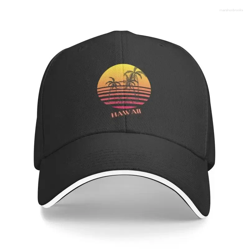 Ball Caps Cool Hawaii Beach Palm Tree Baseball Cap dla mężczyzn Kobiety Niestandardowe regulowane dorosły zachód słońca tata kapelusz lato