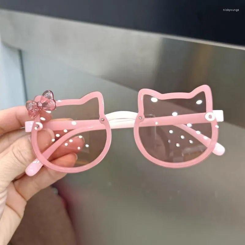 نظارة شمسية UV حماية Sun Glasses Baby Girls Classic Kids Boy Summer Kids Kitty Kitty Acrylic Bow Outdoor UV400 Eyewear