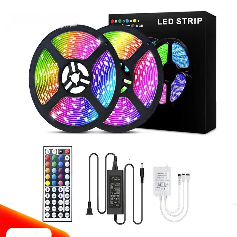 RGB LED -strip Light Tape Flexibel Diode Ribbon SMD 5050 RGB 44Key RF Remote Lighting med Bluetooth App 5m 10m