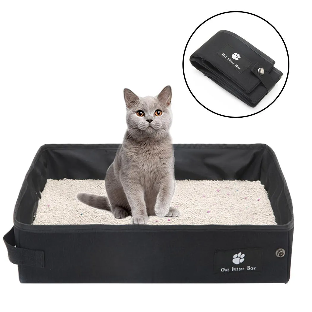 Strollers Collapsible Litter Box Foldable Portable SplashProof Pet Cat Litter Pan Oxford Cloth Cat Litter Box For Traveling Car Outdoor