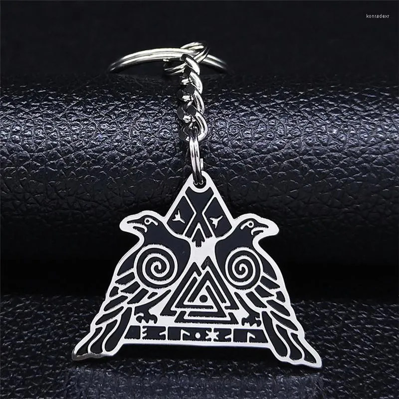 Schlüsselanhänger Norse Viking Crow Raven Odin Edelstahl Schlüsselanhänger Frauen/Männer Runen Schlüsselanhänger Schmuck Llaveros Para Hombre N4075S07