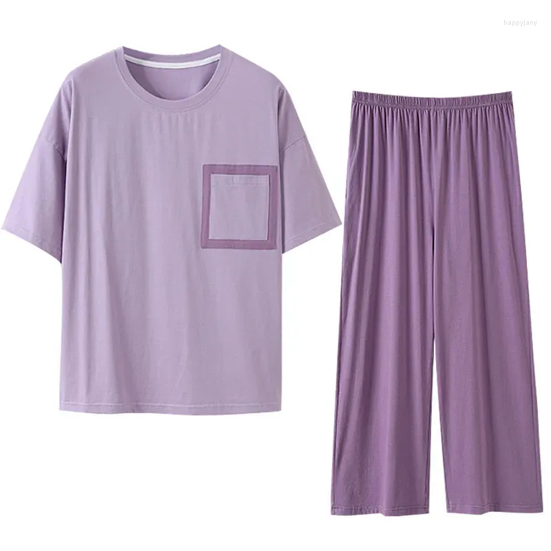 Женская одежда для сна, летний хлопковый пижамный комплект для женщин, повседневная модная женская брючный костюм с коротким рукавом, домашняя одежда для отдыха, женские пижамы