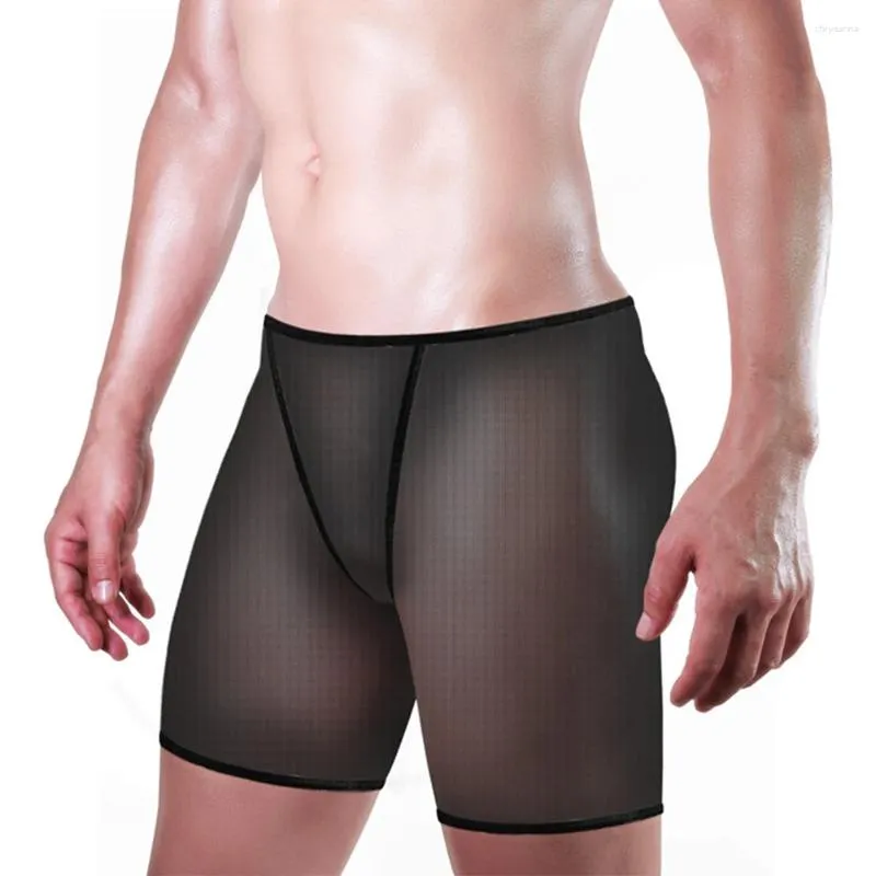 Unterhosen 1pc Mode Sexy Männer Mesh See Thru Unterwäsche Boxer Shorts Einfarbig Männer Höschen Dessous Bequeme Slips