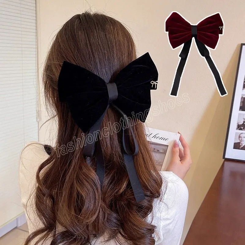 Vintage Black Velvet Bow Hair Clip For Women Large... From  display picture 1