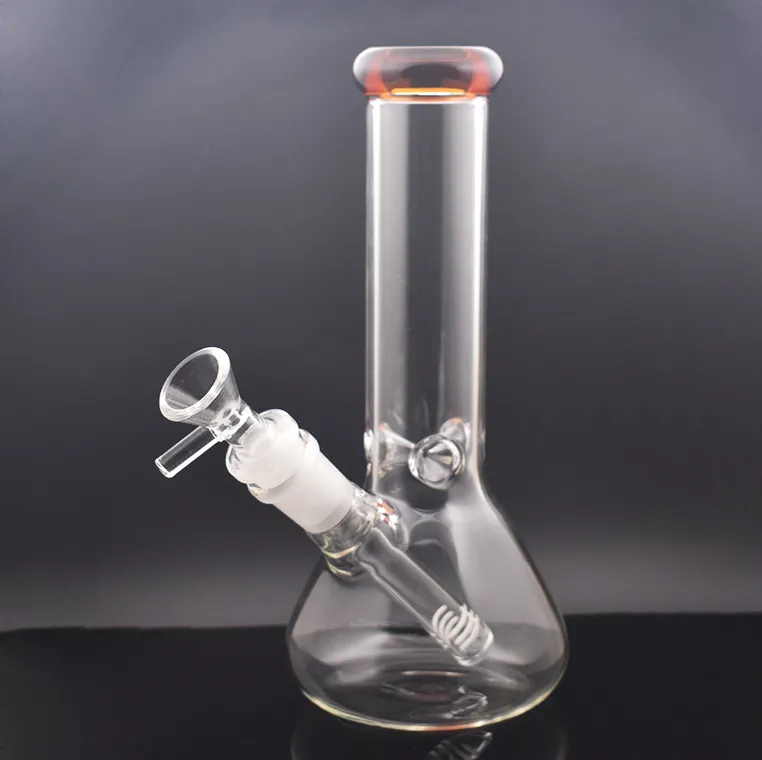 8Inch Tall Colorful Glass Beaker Bong Hookahs Water Pipe Travel Dab Rig Diffusion Percolate Clear Joint Size 14.4mm with Male Glass Oil Burner Pipe Cheapest Price