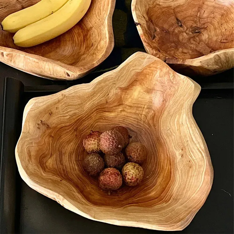 Zestawy sztućców Naturalne drewniane owoce kuchenne Przechowywanie warzyw Kosz kreatywny salon stolik kawowy cukierki
