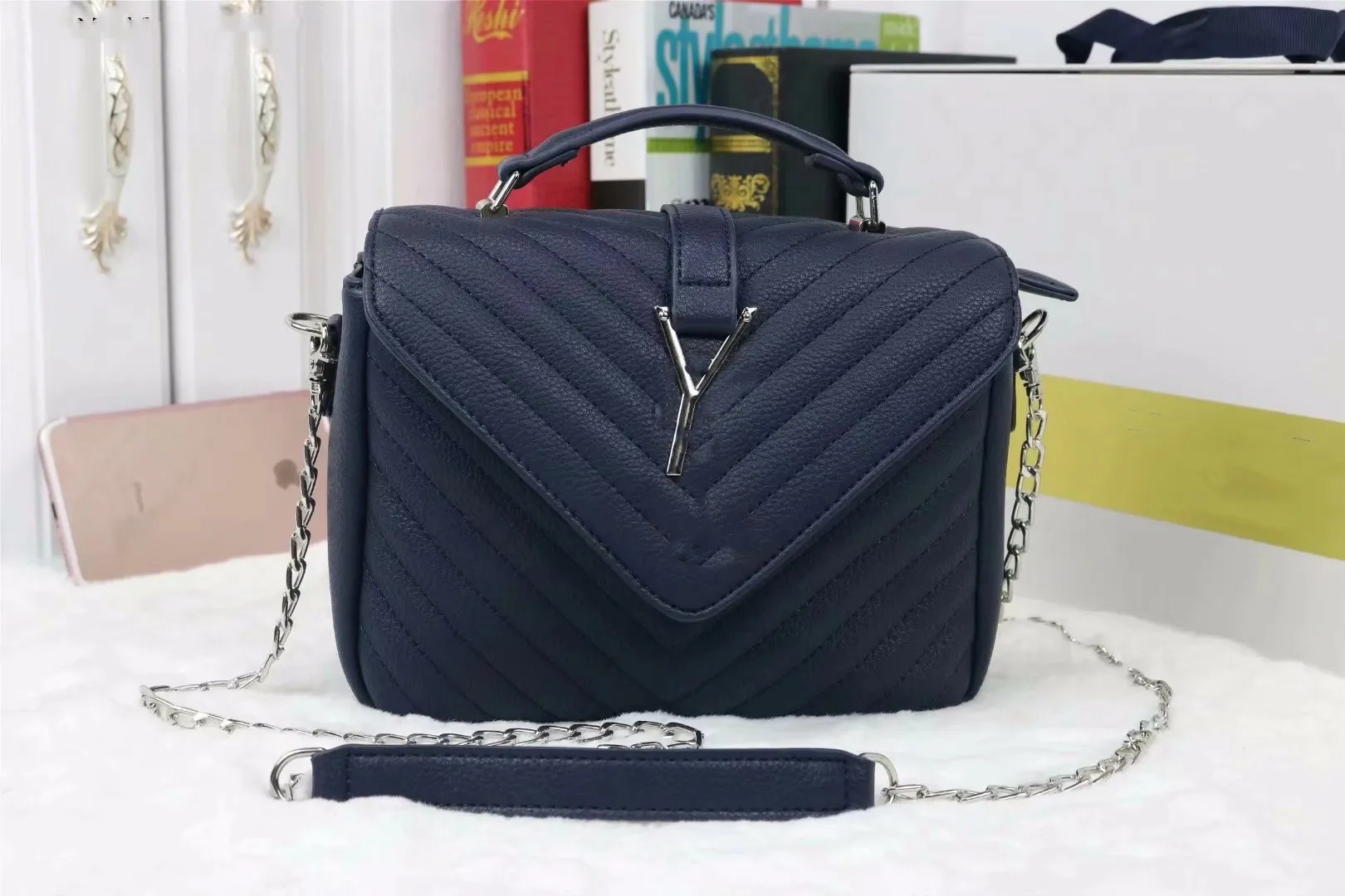 Merk luxe tas vrouw nieuwe vintage bedrukte kettingzak populaire onderarm tas diagonaal over een schouder kleine vierkante tas#0325