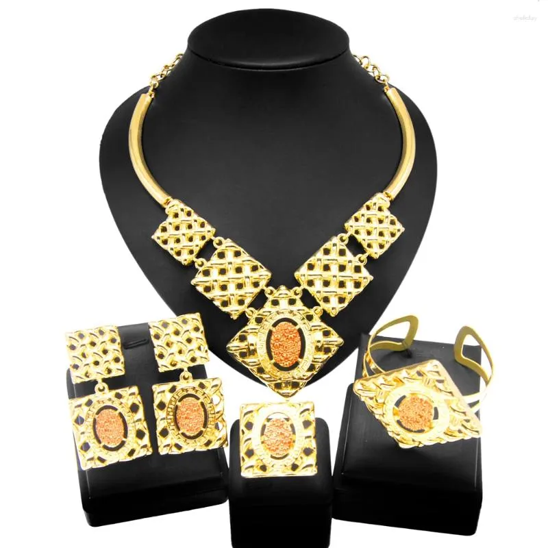 Ketting Oorbellen Set Yulaili Italiaans Verguld Design Mode Dames Ringarmband Prachtig cadeau