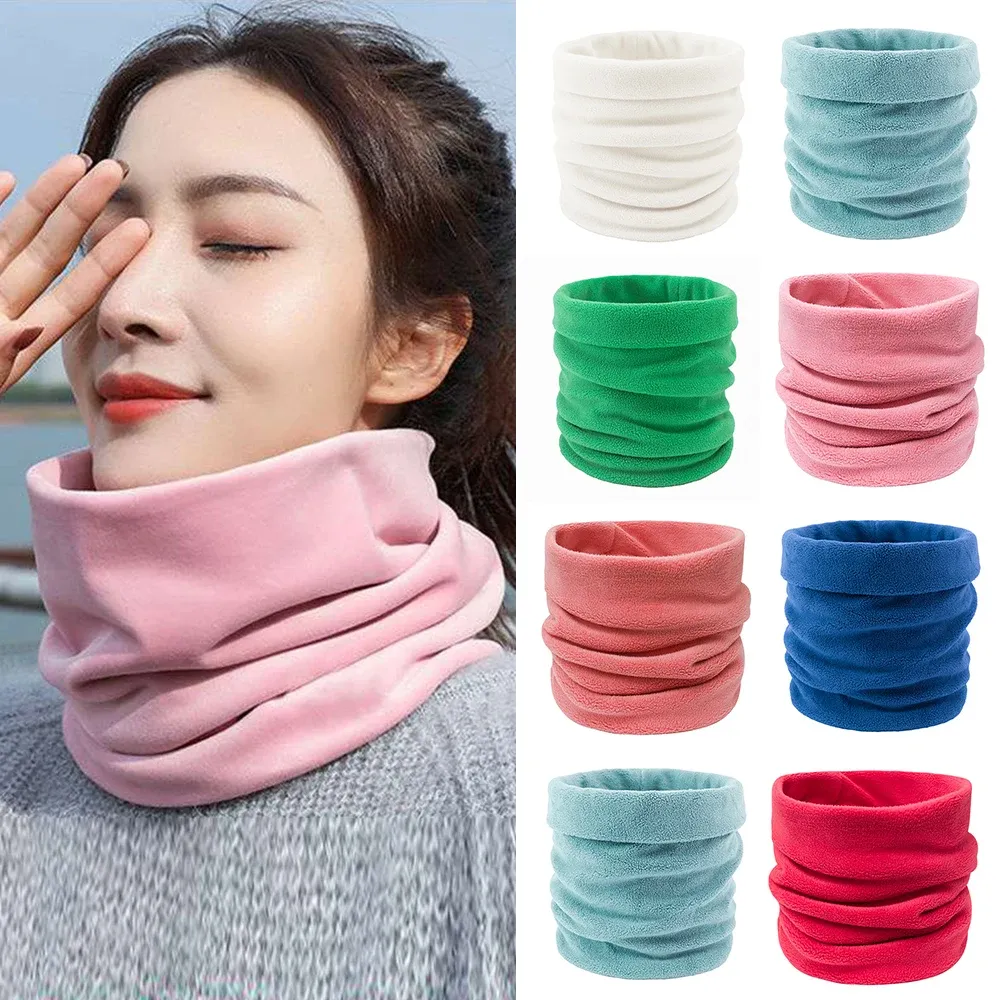 Candy Color Fleece Neck Tube Scarf Winter Warm Plush Neck Warmer Snood Scarves Outdoor Ski Cycling Face Mask Bandana Unisex